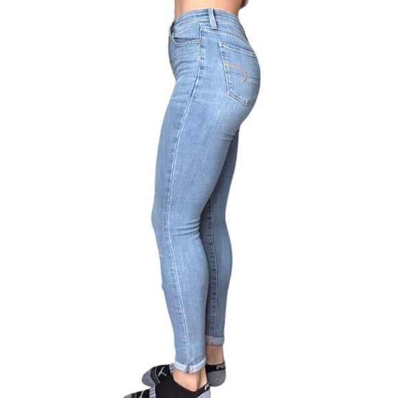 American Eagle Outfitters High Waisted Blue Skinny Jeans Women Size 2 - Picture 2 of 8